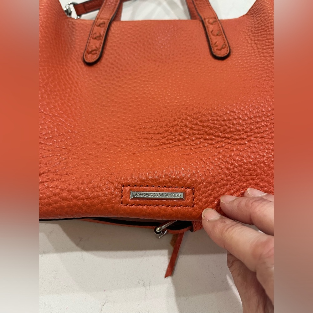 Rebecca Minkoff Mini Unlined Ladies Small Leather Tote Handbag, Mandarin Orange. - Picture 2 of 12